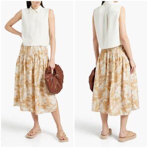 💕VINCE💕 Wheat Tiered Skirt 100% Silk ~ LT Sunseed Large L NWT